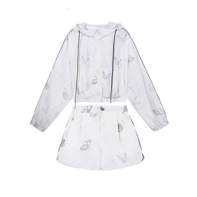

2021 New Reflective butterfly two-piece suit defines lady clothes from the office standard zipper with hoodie breathable summer 5HQQ, Beige