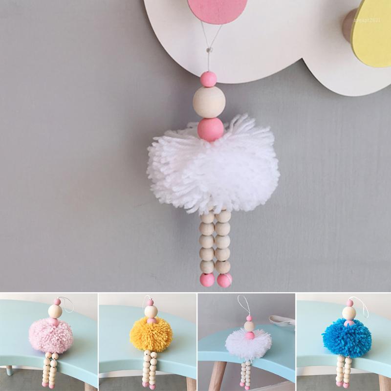 

Desktop Decorative Hanging Ornament Attractive Wooden Beads Gift Bedroom Fluffy Ball Cute Children Tent Ballet Dancer Fashion1