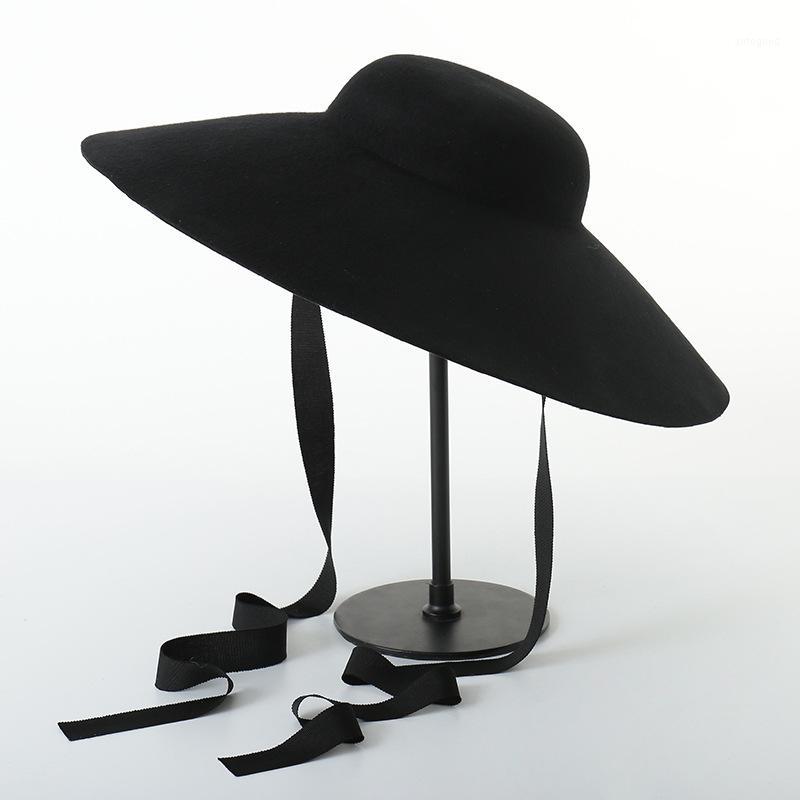 

Wide Brim Hats Fashion Women Wool Hat Fedora Womens Black Felt Stage Styling Cap Mens1