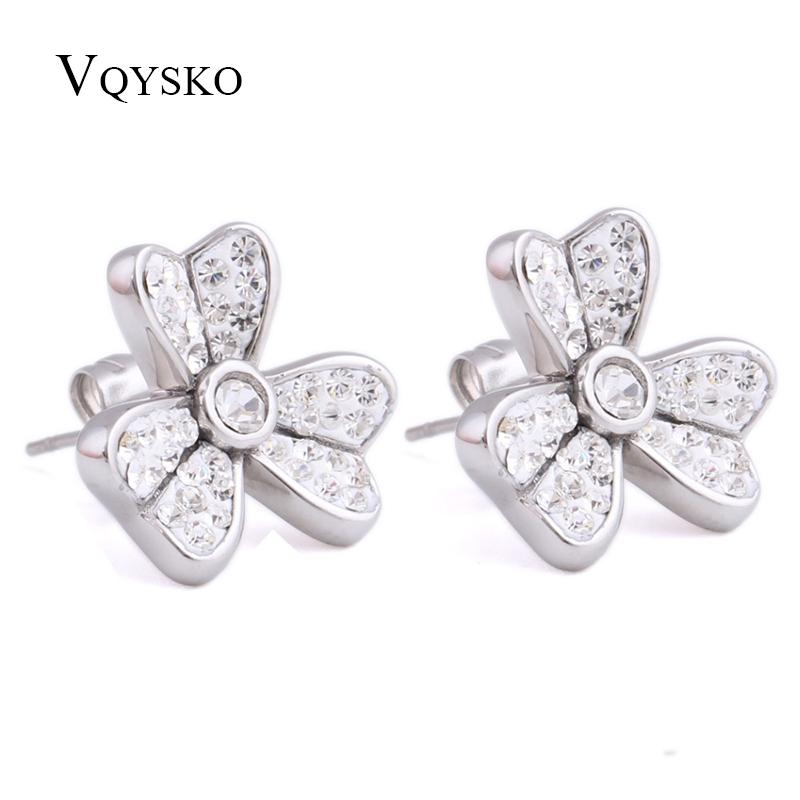 

Stud Fashion Flower Crystal Earring Stainless Steel Jewelry For Women