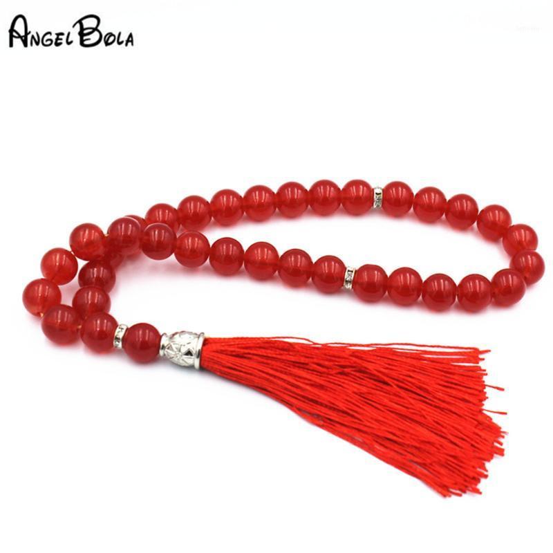 

12mm Muslim Rosary Islamic Crystal Bracelet Prayer Beads Tassel Pendant 33 Beads Religious Mohammed Rosary for Women Men1