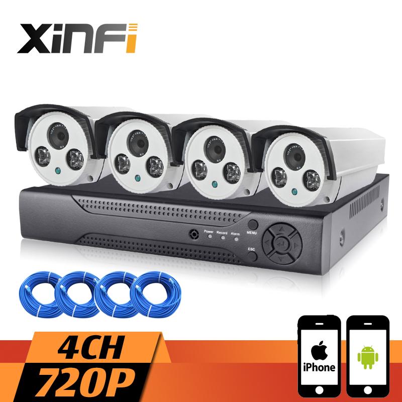

XINFI 4CH 1.0MP Surveillance System 1080P NVR Network Video Recorder 720P HD Home Security Camera System DVR CCTV kit