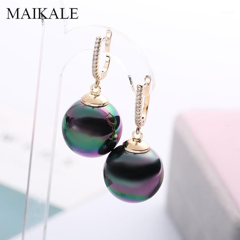 

Dangle & Chandelier MAIKALE Fashion Red Black Pearl Earrings Zirconia Gold Silver Color Big Ball With Drop For Women Gifts1