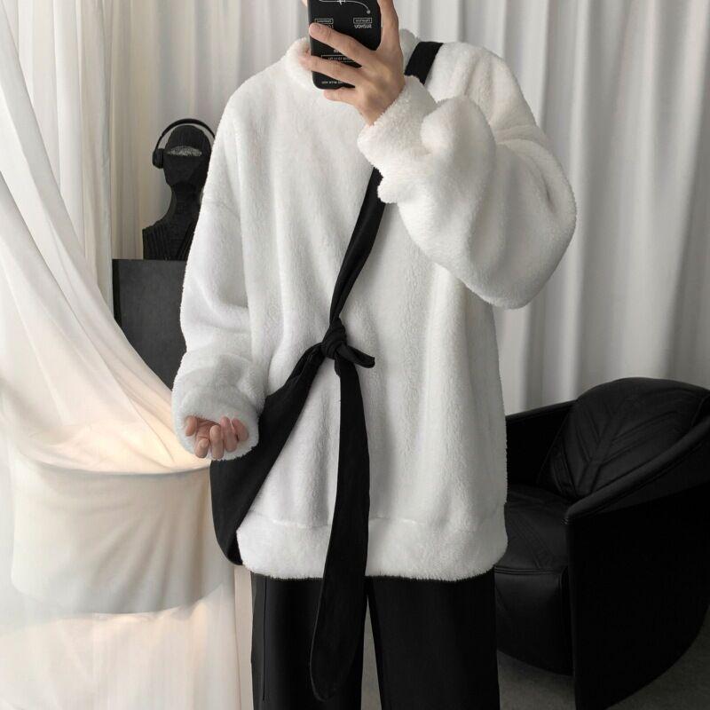 

Winter Men's Lamb Wool Sweater Pullover 2021 Blusa Fall Men's Knitted Collar Top Casual Sports Fashion Comfortable Jacket, Jy2