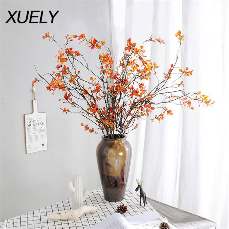 

107cm winding tree branches fake flowers withered branches vines Wedding ceiling Artificial flowers real touch autumn leaves1, Oragne