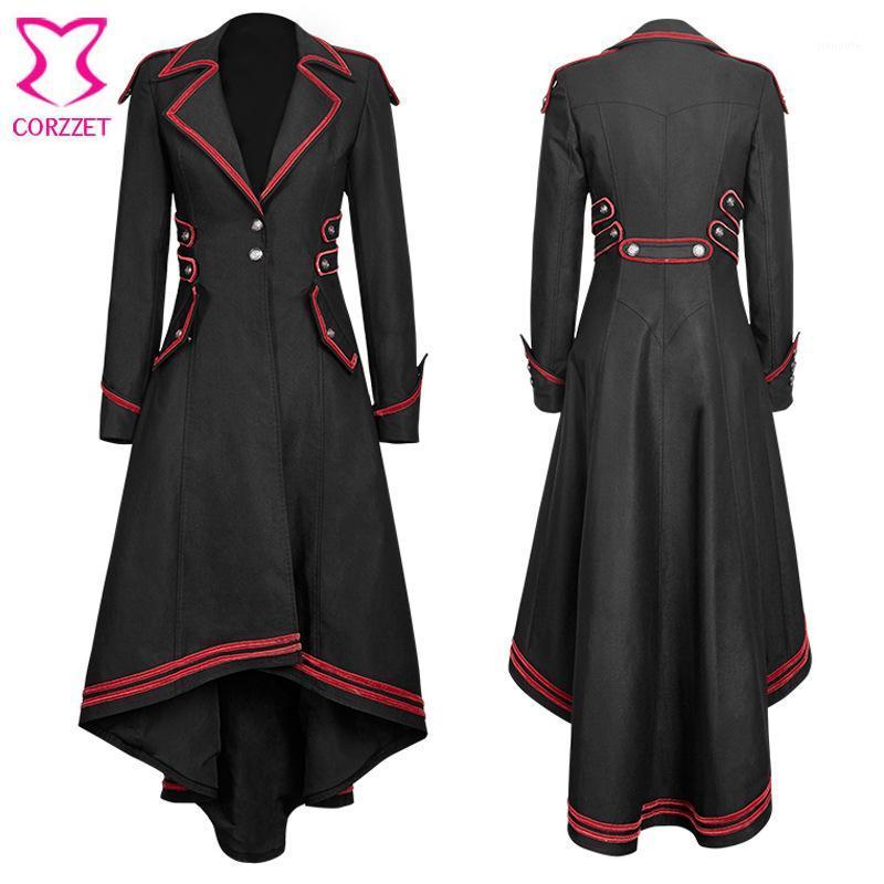 

Steampunk Gothic Black Cotton V-Neck Long Sleeves Winter Jacket Women Vintage Clothing Punk Rock Trench Coat Femme Plus Size1