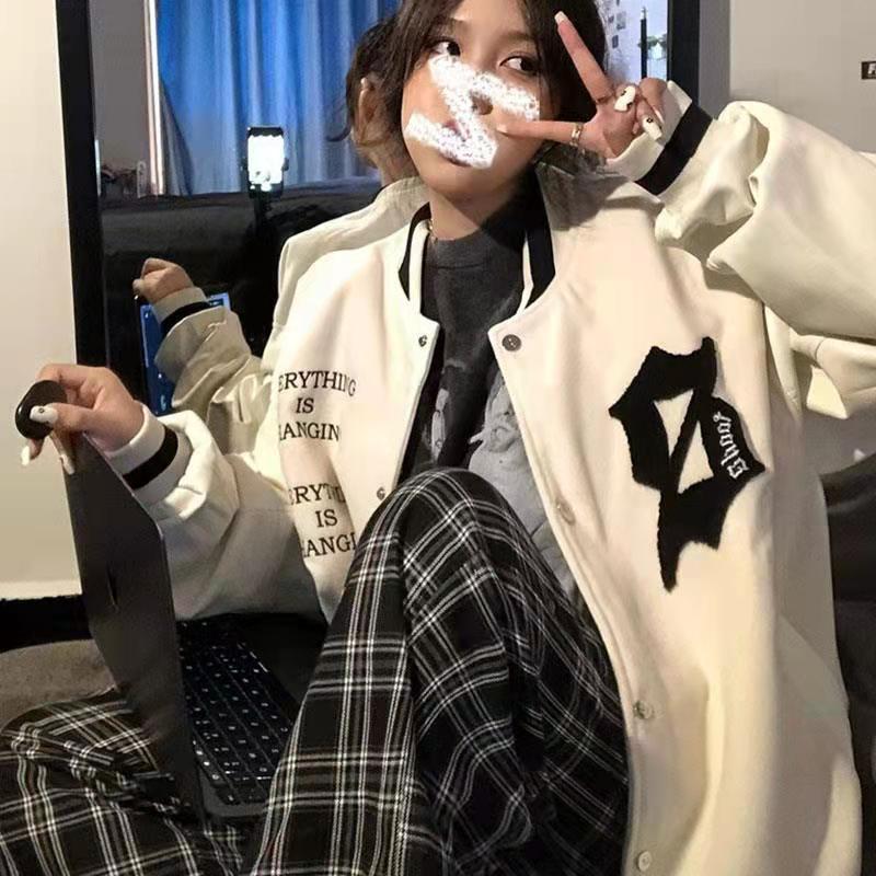 

Women' Jackets Outer Ladies And Couple Tops Teen For Women 2022 Varsity Jacket Baseball Uniforms Clothing Coat, Color
