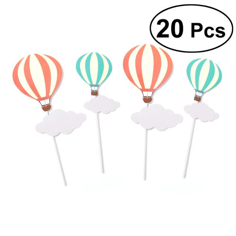 

10Pairs Cake Toppers Decoration Birthday Cake Hot Air Balloon Ornaments Kids Gift Kindergarten Decor For Christmas Home Party (1