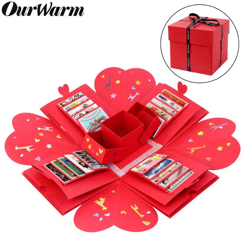 

OurWarm Red DIY Surprise Party Love Explosion Box Valentine's Day Gift Box For Anniversary Scrapbook Photo Birthday Gifts