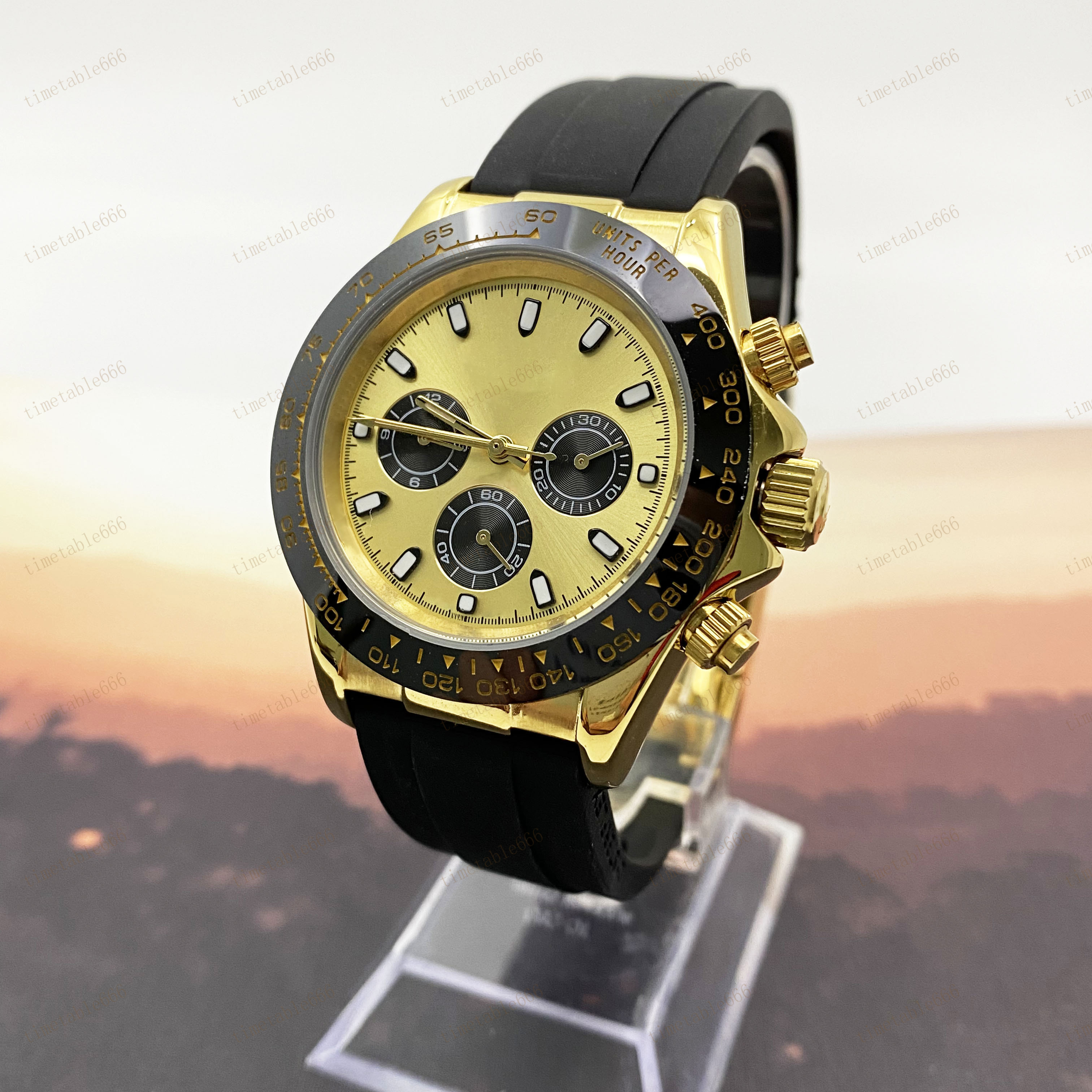 

AAA+watches for men automatic Mechanica luxury watches montre Brand de luxe 40mm Watch Folding Buckle Gold Hardlex Waterproof Stopwatch luxurious wristwatch gift, Watch strap