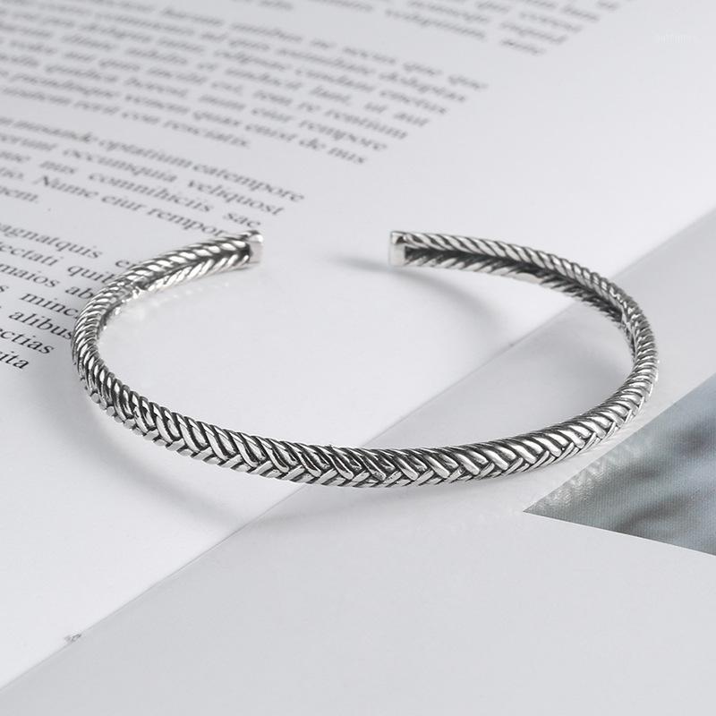 

Retro Twist Rope Thai Silver Color Bangle New Design Simple Open Cuff Bracelets for Women Jewelry1