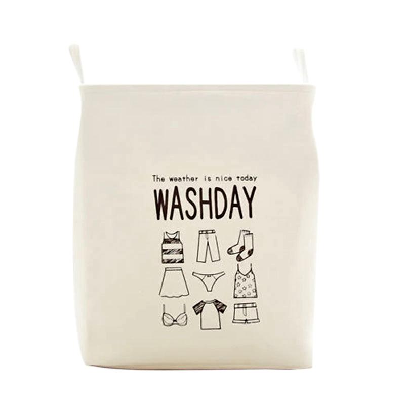 

White Clothing Storage Basket Folding Laundry Basket Cloth Portable Sundry Toy Bag