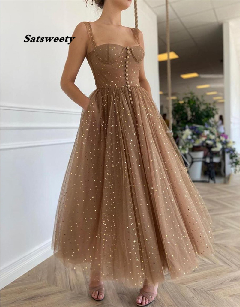 

Glittering Stars Sequined Prom Dresses A Line Sweetheart Short Prom Dress Ankle Length vestidos de cóctel, Same as picture