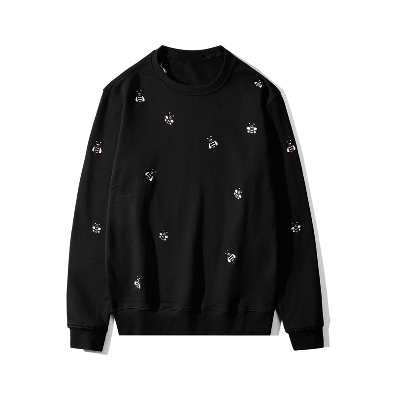

2021 New Brand Winter Social Cotton Mens Hoodie Full Pullover Outwears Casual Bees Embroidery Knitted Hoodies Men Clothes L7qh, White