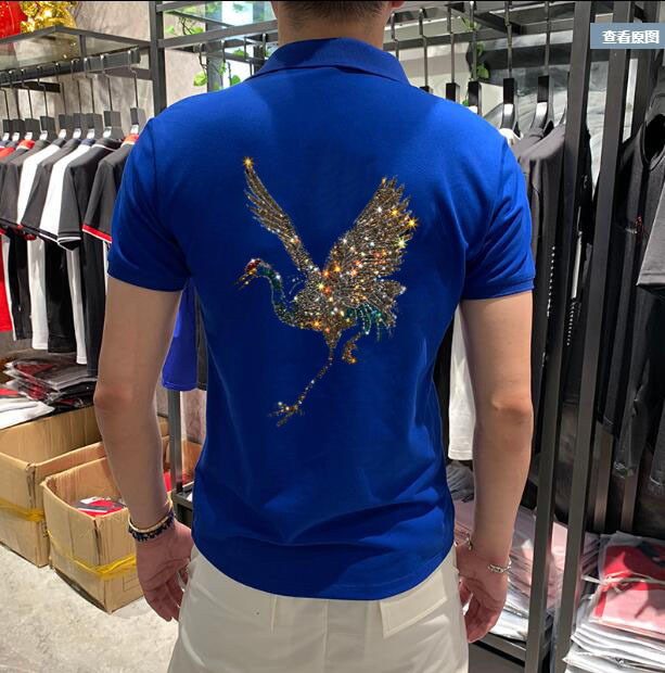 

Fashion Classic Hot Strass Drill Design More Size -4xl Male Polo Shirt Diamond Stone 8ras, The shown