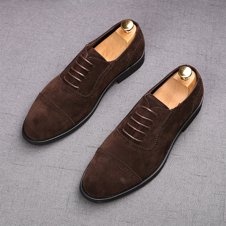 

High quality New men suede Casual Mens Dress Shoes Lace-up Italian Stylist Flat Formal Oxfords Wedding Dress shoe