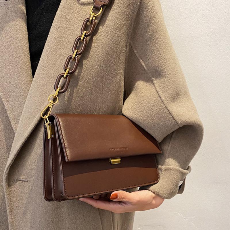 

Brand Designer chain women flap bags PU Leather 2021 female Crossbody Bags small Shoulder Bag ladies Handbag bolsas coffee, Black