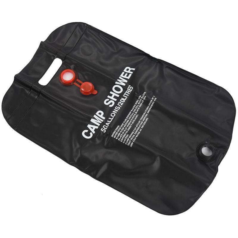 

Outdoor Camping Solar Energy Heated Camp Shower Pipe Bag Portable 20L, Black