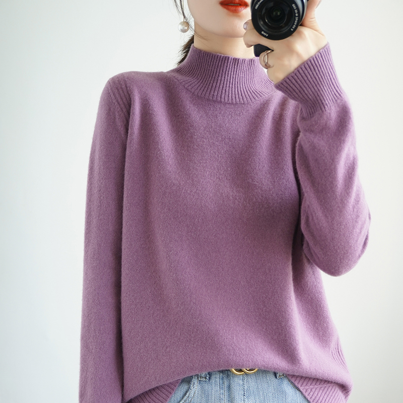 

Better size 110cm Hot sale women's nightgown 100% Pure wool sweater 2020 New fashion 6 coarse colours tops, Beige