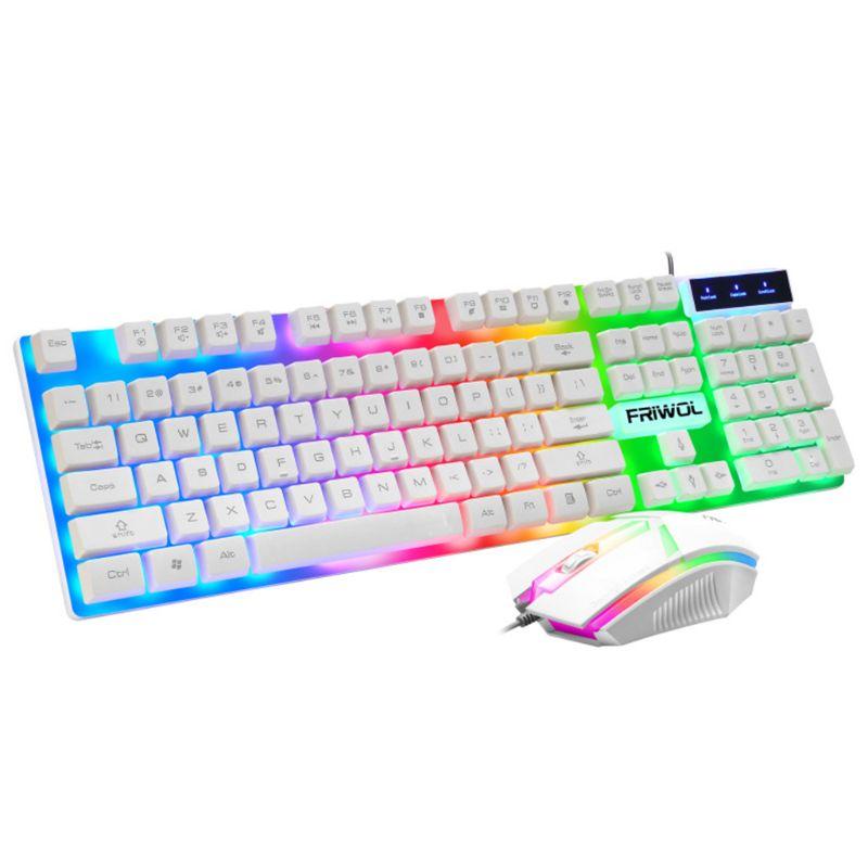 

Keyboard Mouse Set Game Wired Mouse Cool Colorful Backlit Keyboard Home Office