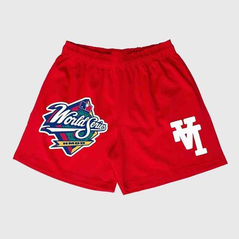 

Hot Selling Major League Baseball Trendy La Shorts Casual Sports Breathable Mesh Quarter Pants Beach Pants Basketball Pants Men, Red