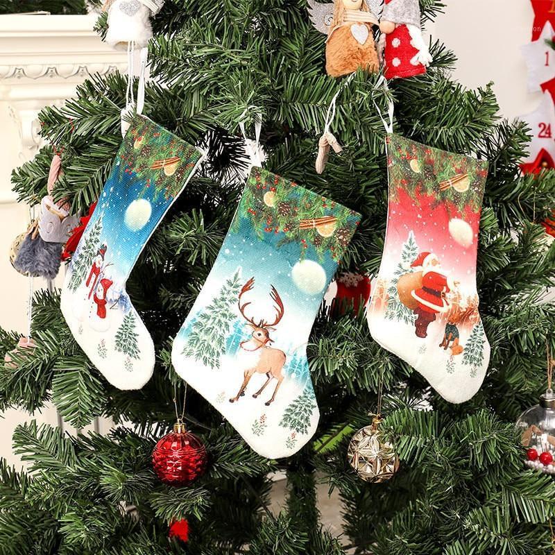 

Christmas Tree Hanging Party Tree Xmas Decor Santa Stocking Sock Gift Candy Bags Lovely Gift Bag for Children Fireplace hot1