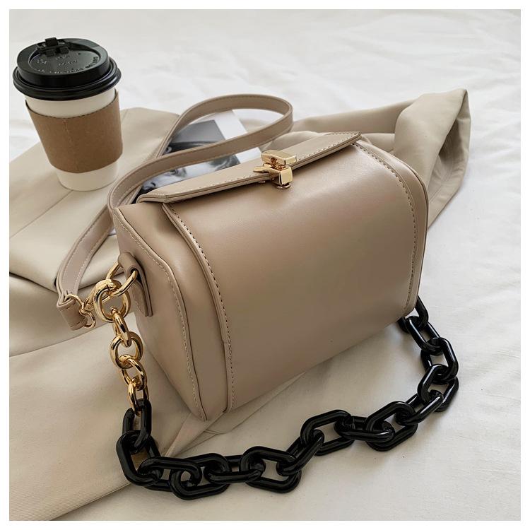

Brand Designer PU Leather Women's Shoulder Bag Fashion Chain Handbag Small Box Crossbody Bag, Coffee