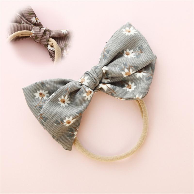 

6 Colors Baby Girl Print Flower Nylon Bow Headband Hair Elastics Hair Bands For Girls Bowknot Ties Baby Accessories1, Nsfb-9490-1 a5wei
