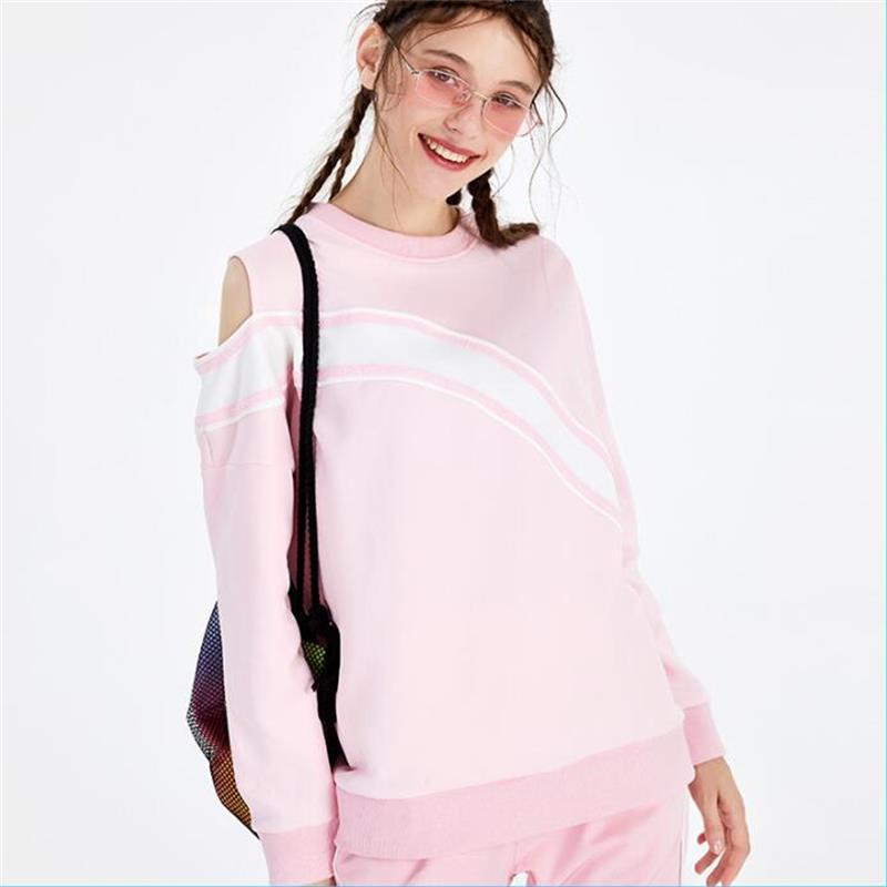 

Sexy off the shoulder long sleeve T-shirt woman running training exercise outdoor casual fitness women hoodies1, Black