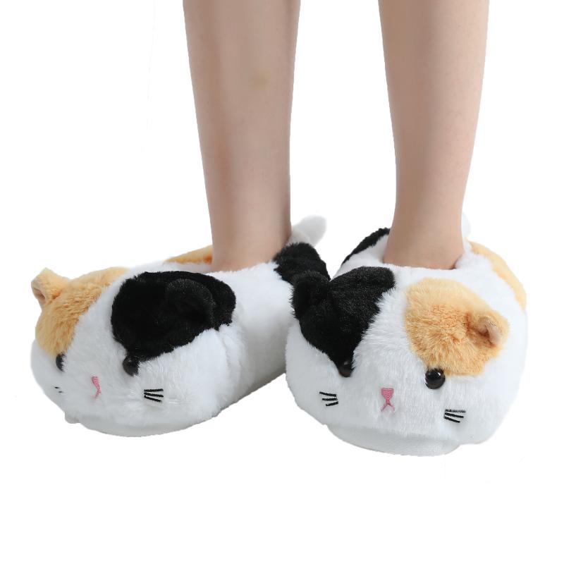 

1pc white black cat slippers animal home shoes Millffy indoor fashion women Breathable comfortable home soft slippers, As shown