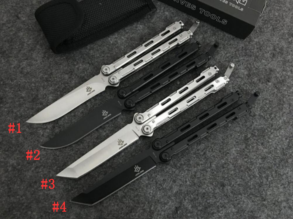 

Good price! JL-A03B tactical free-swinging knife 420 blade Cast steel handle hollowed out, press e pocket camping combat knifes combat knife