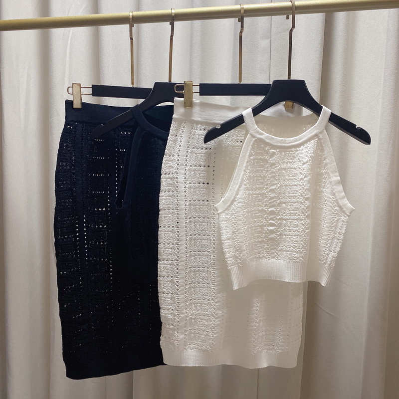 

Womens Two Piece Sets Casual Dresses Sweaters Skirt Short Long Sleeves Knitted Cloth Luxury Designer Clothes Causual Wear Knitting Clothing Six Different Design-9, Silical gel