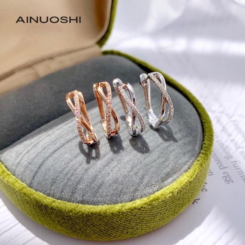

AINUOSHI 18K Gold 0.11ct Round Cut Real Natural Diamond Earrings ,Women Popular ,Light Luxury,Surprise Party Jewelry Gift