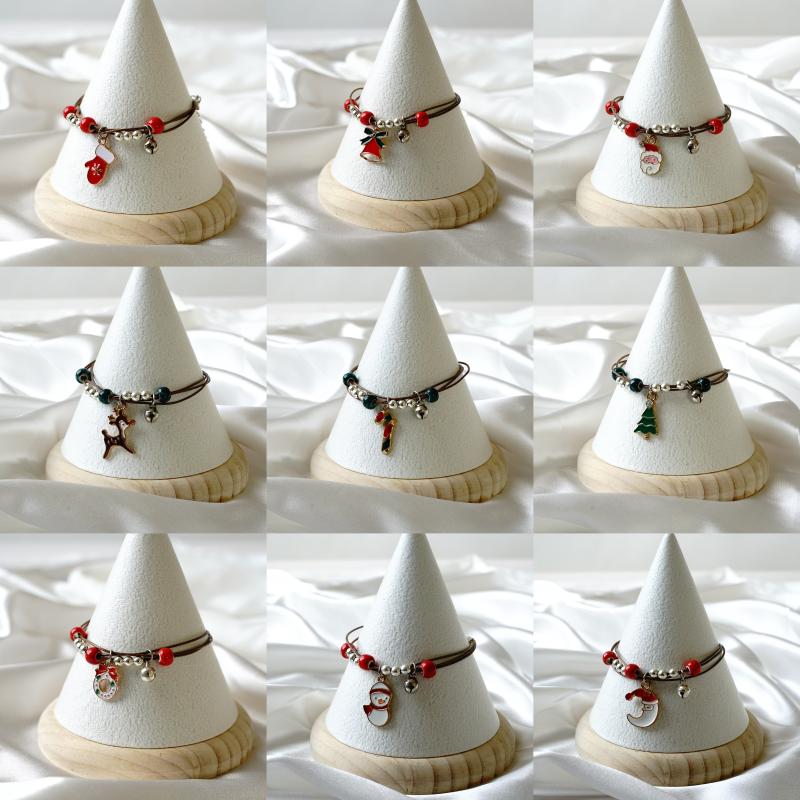 

Rinhoo New Christmas Jewelry Handmade Rope Santa Claus Moon Elk Pendent Bracelet Winter Xmas New Year Gift