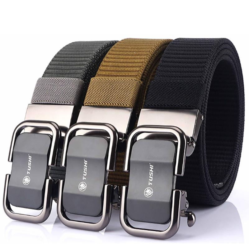 

2021 New Men's Tactical Belt Men's 3mm Soft Real Nylon New Sports Belt Advanced Black Metal Automatic Buckle, Red