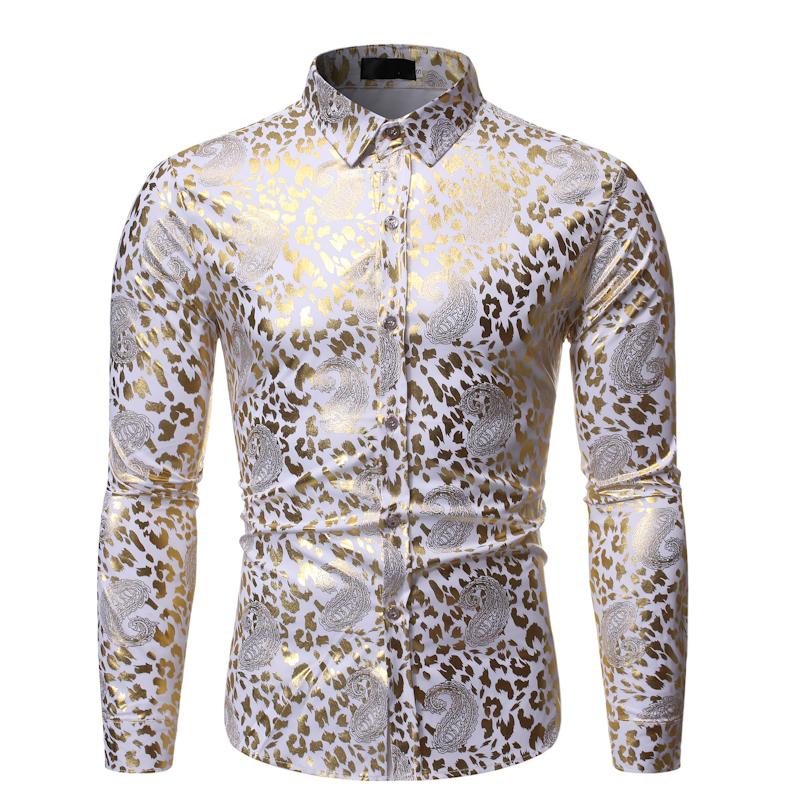 

Fashion Men Shirt Long Sleeve Flower Top Male Stage Costumes Print Bottoming Male Shirts New White Black, White xz1111-a09-p40