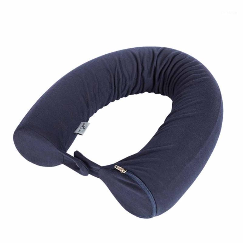 

Multifunctional office slub cotton space memory foam u-shaped pillow waist pillow travel nap neck1, Gray