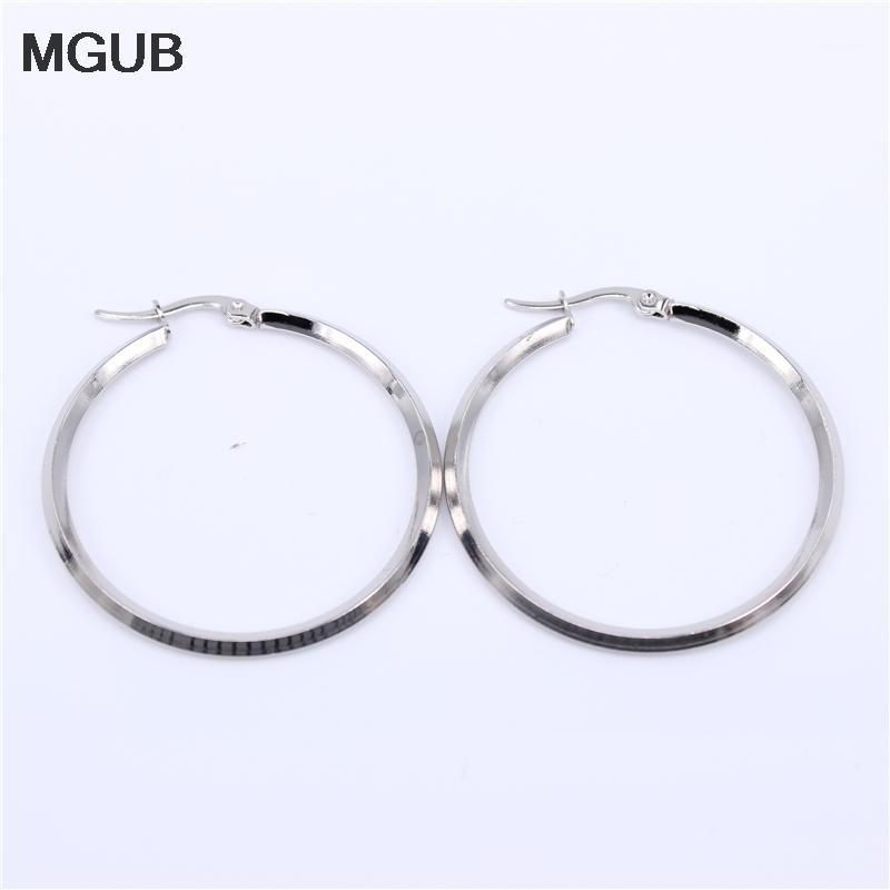 

Hoop & Huggie Sivler Color Fashion Jewelry Stainless Steel Wholesale High Quality Big Round 40mm Diameter Earrings For Women Girls LH5741