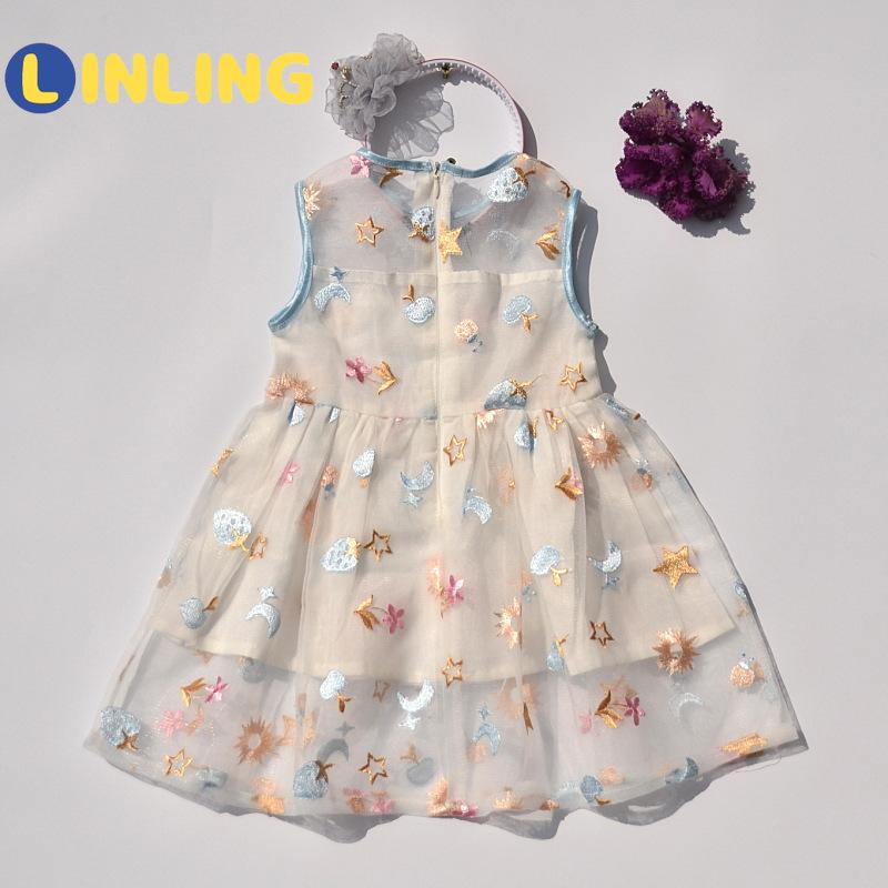 

LINLING 2020 Girl Lace Costume for Children Little Girl Dress Clothes Toddler Summer Clothes Children Beauty Dress V312, White