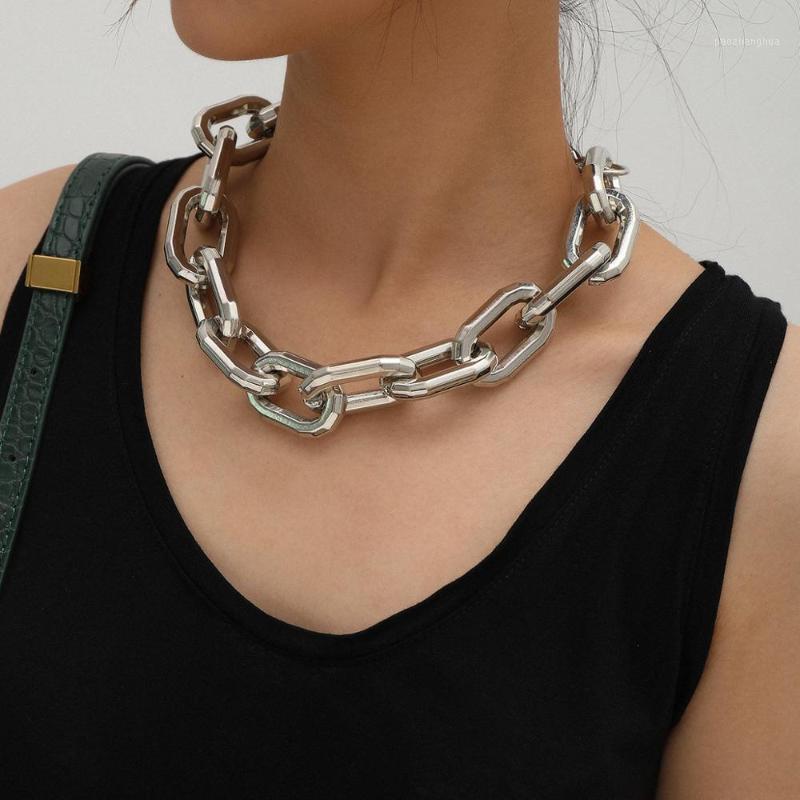 

Rock/ Hiphop Chain Necklace Women Cuban Link Chains For Gold Punk2022 Arrival Trendy Fashion Jewelry Choker Necklaces, Silver
