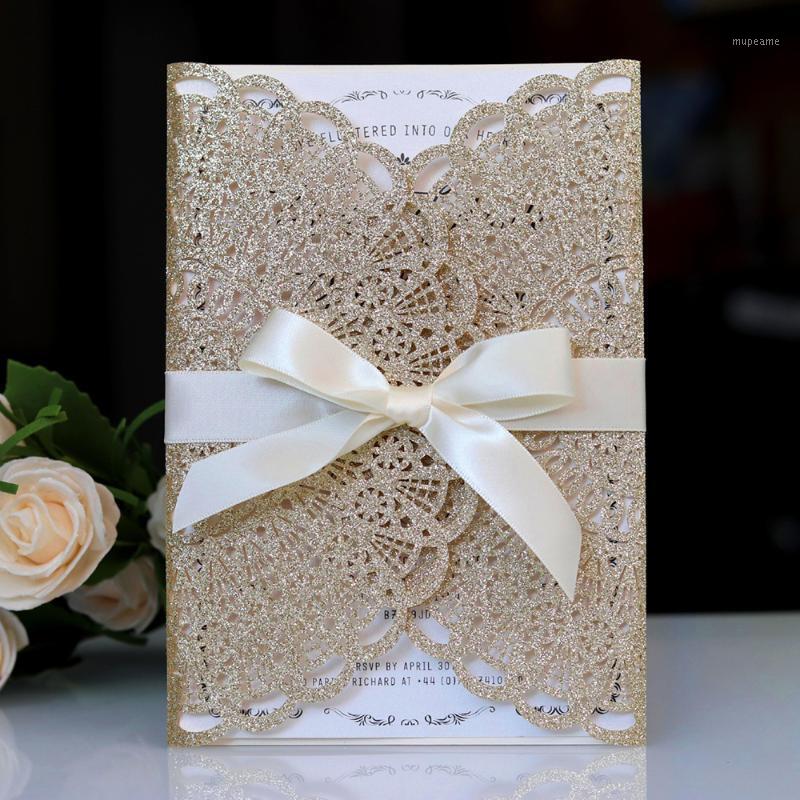 

10pcs/set European Hollow invitation Wedding invitation Glitter gold cover Business HK-13A1