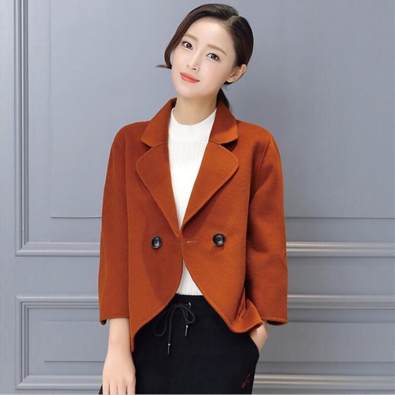 

New 2020 spring women's jackets short of seven quarters womanly wool jacket outerwear, Red.