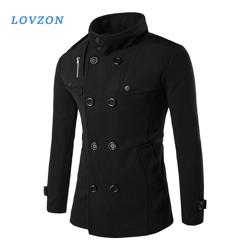 

British Style Winter Coat Men New Double Breasted Trench Coat Mens Casual Slim Fit Jackets, Camel