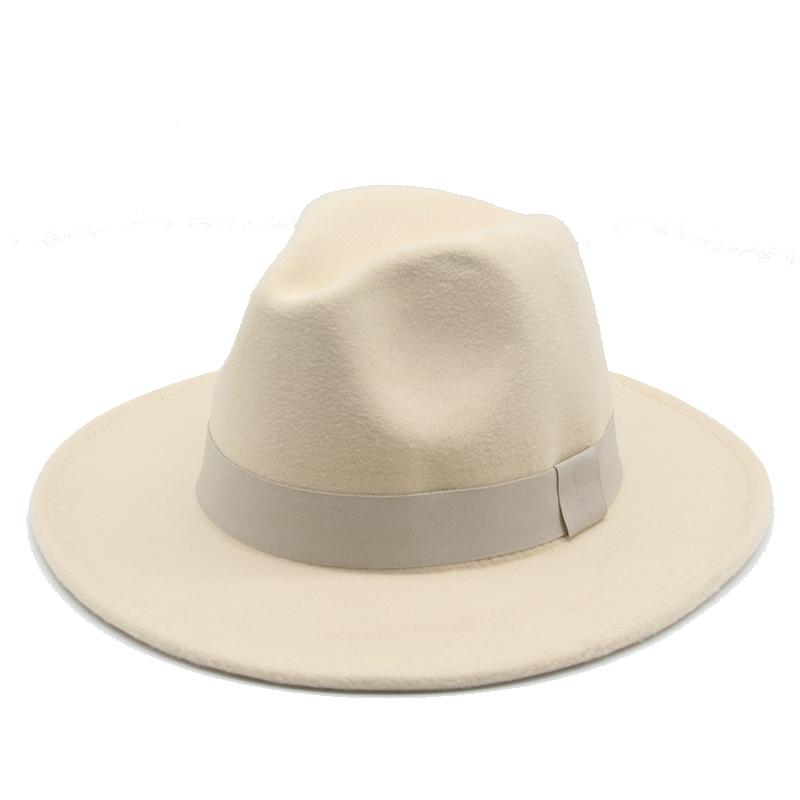 

fedora hats women winter men solid wide brim classic simple beige white felt hat british elegant fascinator fedora hat women new, Red