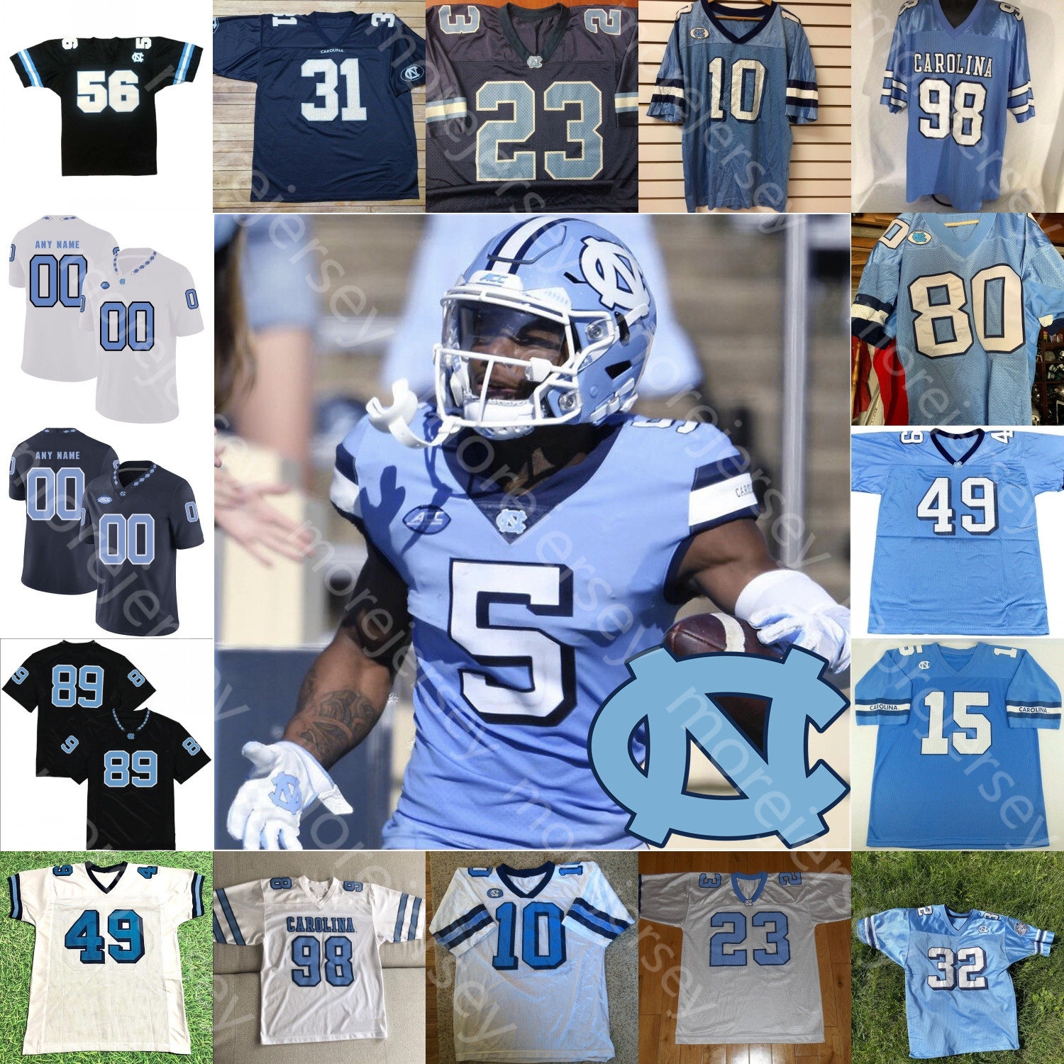 

2021 Custom North Carolina Football Jersey NCAA College Lawrence Taylor Mitchell Trubisky Ryan Switzer PEPPERS Sam Howell Carter Williams Brown, Baby blue 2020