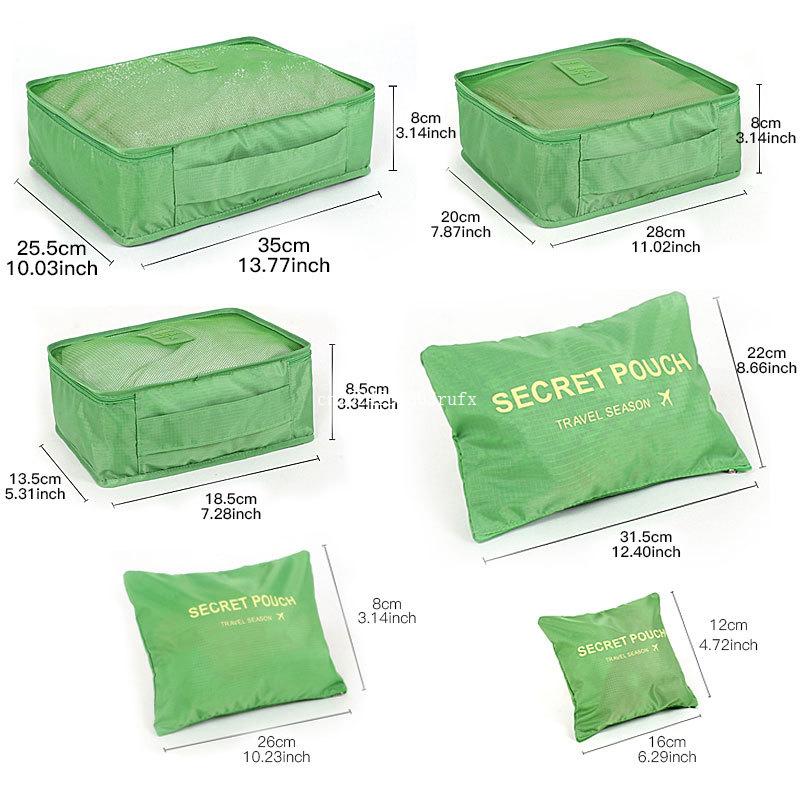 

20Sets Travel Bag System Durable Large Capacity Of Unisex Clothing Sorting Organize Bag 6 Pieces One Set DHL Fedex Fast Shipping