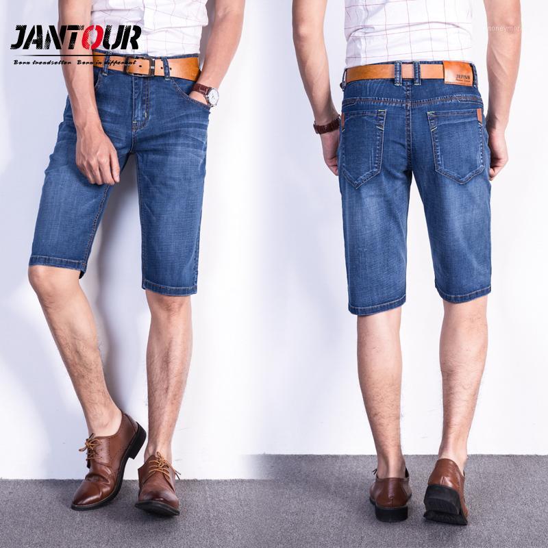 

Mens Stretch Thin quality Denim Knee Length Jeans male Short Men blue Denim Jean Shorts Pants big Size 35 40 421