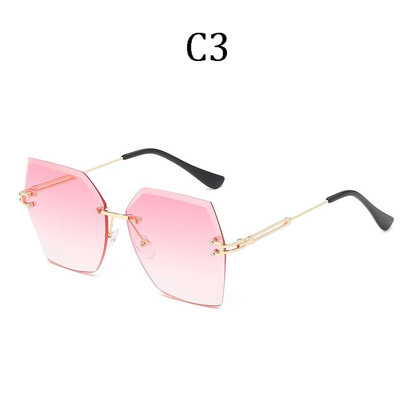 

Sunglasses Design Women Rimless Square Feminine Gafas Small Frame Oculos UV400 Gradient Ocean Big Lens