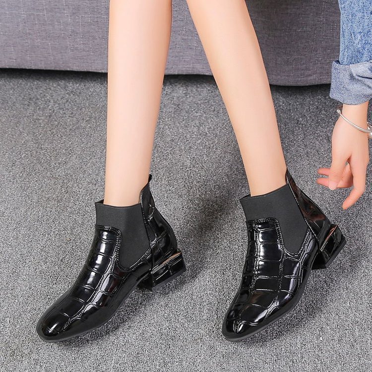 

2021 The New Women Ankle Leather Women's Boots Big Size Shoes Zip Woman Shoe Heels Lthh, Black 1