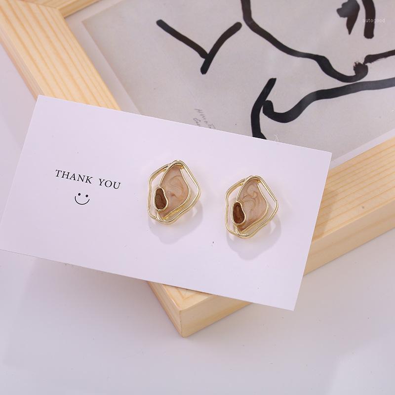 

Stud 2021 Fashion Vintage Minimalist Wave Earrings Exquisite Enamel Geometric Zinc Alloy Jewelry For Girl Office1